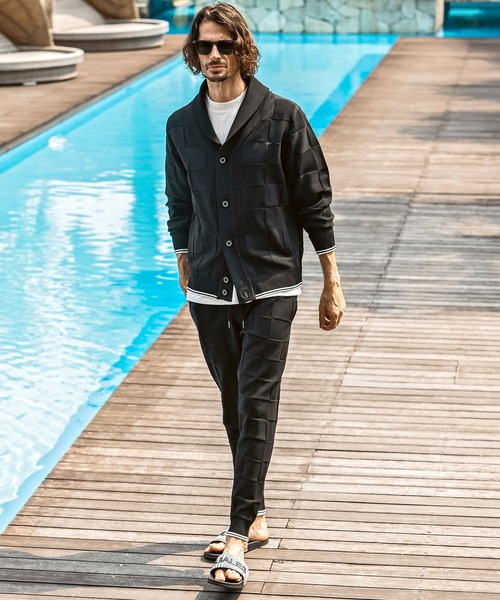 1PIU1UGUALE3 RELAX (ウノピゥウノウグァーレトレ リラックス)の「1PIU1UGUALE3 RELAX(ウノピゥウノウグァーレトレ リラックス)ブロックニット ロングパンツ(その他パンツ・メンズ・ホワイト/サックスブルー/ブラック・XL/L/M/S)」の12枚目の写真