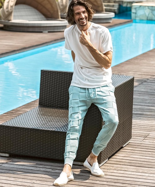 1PIU1UGUALE3 RELAX (ウノピゥウノウグァーレトレ リラックス)の「1PIU1UGUALE3 RELAX(ウノピゥウノウグァーレトレ リラックス)ブロックニット ロングパンツ(その他パンツ・メンズ・ホワイト/サックスブルー/ブラック・XL/L/M/S)」の18枚目の写真