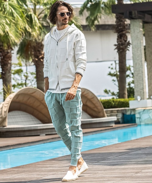 1PIU1UGUALE3 RELAX (ウノピゥウノウグァーレトレ リラックス)の「1PIU1UGUALE3 RELAX(ウノピゥウノウグァーレトレ リラックス)ブロックニット ロングパンツ(その他パンツ・メンズ・ホワイト/サックスブルー/ブラック・XL/L/M/S)」の19枚目の写真