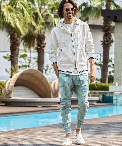 1PIU1UGUALE3 RELAX (ウノピゥウノウグァーレトレ リラックス)の「1PIU1UGUALE3 RELAX(ウノピゥウノウグァーレトレ リラックス)ブロックニット ロングパンツ(その他パンツ・メンズ・ホワイト/サックスブルー/ブラック・XL/L/M/S)」の21枚目の写真