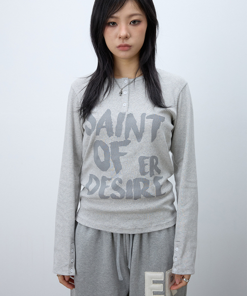 EEERRR(イイイ・アールアールアール)の「Saint of desire stripe henry neck long sleeve (Melange)(Tシャツ/カットソー・レディース・その他・FREE)」の1枚目の写真