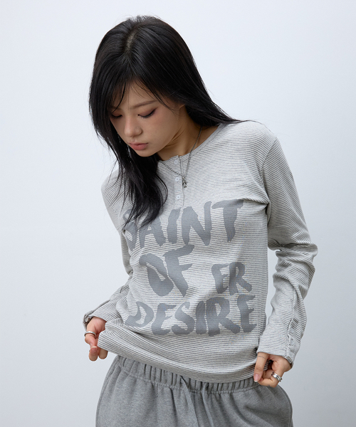 EEERRR(イイイ・アールアールアール)の「Saint of desire stripe henry neck long sleeve (Melange)(Tシャツ/カットソー・レディース・その他・FREE)」の3枚目の写真