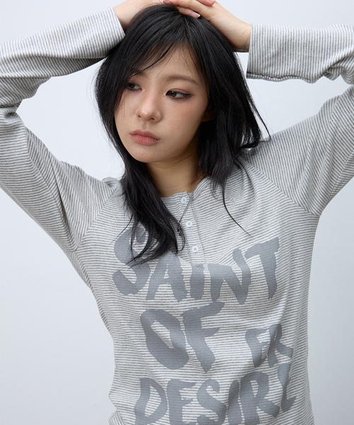 EEERRR(イイイ・アールアールアール)の「Saint of desire stripe henry neck long sleeve (Melange)(Tシャツ/カットソー・レディース・その他・FREE)」の4枚目の写真