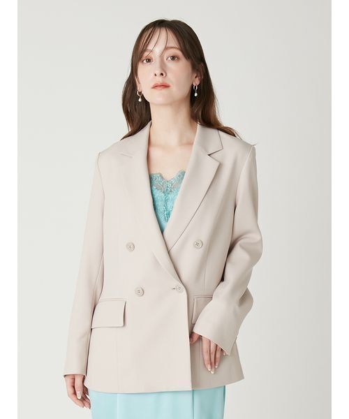 FRAY I.D(フレイアイディー)の「ダブルテーラードジャケット/ウォッシャブル・UVカット・防シワ・接触冷感(テーラードジャケット・レディース・ベージュ/ブラック/ライトブルー・0/1)」の5枚目の写真