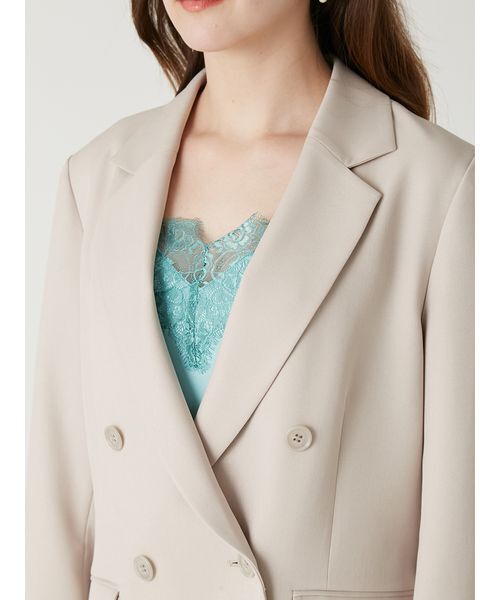 FRAY I.D(フレイアイディー)の「ダブルテーラードジャケット/ウォッシャブル・UVカット・防シワ・接触冷感(テーラードジャケット・レディース・ベージュ/ブラック/ライトブルー・0/1)」の8枚目の写真