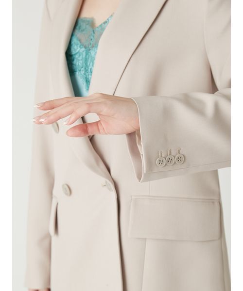 FRAY I.D(フレイアイディー)の「ダブルテーラードジャケット/ウォッシャブル・UVカット・防シワ・接触冷感(テーラードジャケット・レディース・ベージュ/ブラック/ライトブルー・0/1)」の9枚目の写真