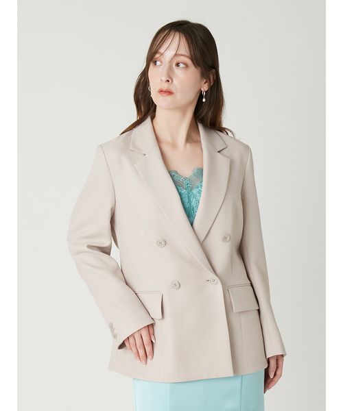 FRAY I.D(フレイアイディー)の「ダブルテーラードジャケット/ウォッシャブル・UVカット・防シワ・接触冷感(テーラードジャケット・レディース・ベージュ/ブラック/ライトブルー・0/1)」の13枚目の写真