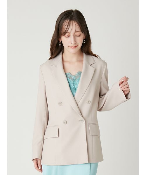 FRAY I.D(フレイアイディー)の「ダブルテーラードジャケット/ウォッシャブル・UVカット・防シワ・接触冷感(テーラードジャケット・レディース・ベージュ/ブラック/ライトブルー・0/1)」の20枚目の写真