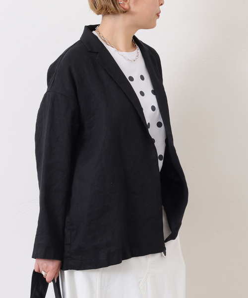 JOURNAL STANDARD LUXE(ジャーナルスタンダード ラックス)の「フレンチリネンツイル テーラージャケット(テーラードジャケット・レディース・ベージュ/ブラック・FREE)」の19枚目の写真