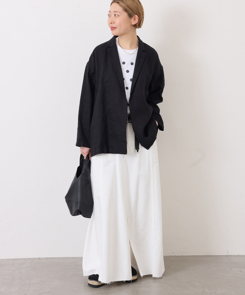 JOURNAL STANDARD LUXE(ジャーナルスタンダード ラックス)の「フレンチリネンツイル テーラージャケット(テーラードジャケット・レディース・ベージュ/ブラック・FREE)」の20枚目の写真