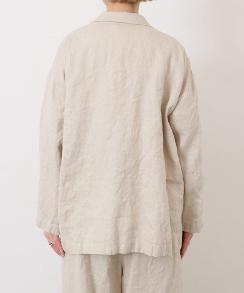 JOURNAL STANDARD LUXE(ジャーナルスタンダード ラックス)の「フレンチリネンツイル テーラージャケット(テーラードジャケット・レディース・ベージュ/ブラック・FREE)」の6枚目の写真