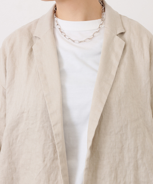 JOURNAL STANDARD LUXE(ジャーナルスタンダード ラックス)の「フレンチリネンツイル テーラージャケット(テーラードジャケット・レディース・ベージュ/ブラック・FREE)」の7枚目の写真