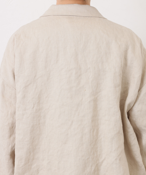 JOURNAL STANDARD LUXE(ジャーナルスタンダード ラックス)の「フレンチリネンツイル テーラージャケット(テーラードジャケット・レディース・ベージュ/ブラック・FREE)」の8枚目の写真