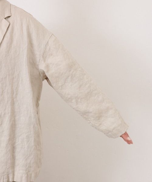 JOURNAL STANDARD LUXE(ジャーナルスタンダード ラックス)の「フレンチリネンツイル テーラージャケット(テーラードジャケット・レディース・ベージュ/ブラック・FREE)」の9枚目の写真