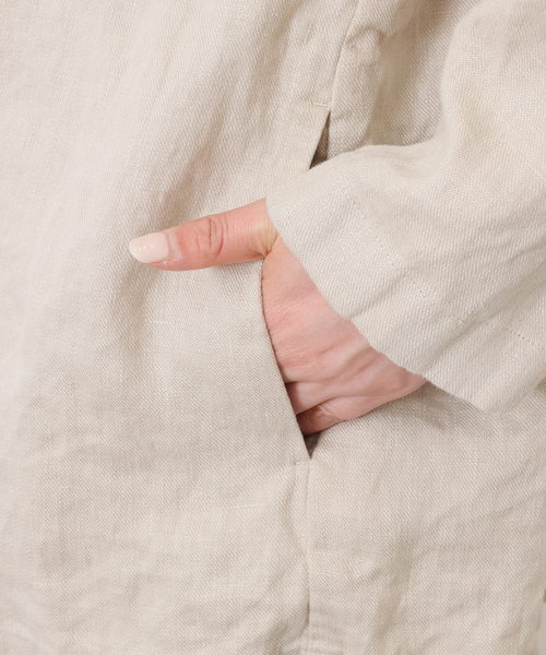 JOURNAL STANDARD LUXE(ジャーナルスタンダード ラックス)の「フレンチリネンツイル テーラージャケット(テーラードジャケット・レディース・ベージュ/ブラック・FREE)」の11枚目の写真