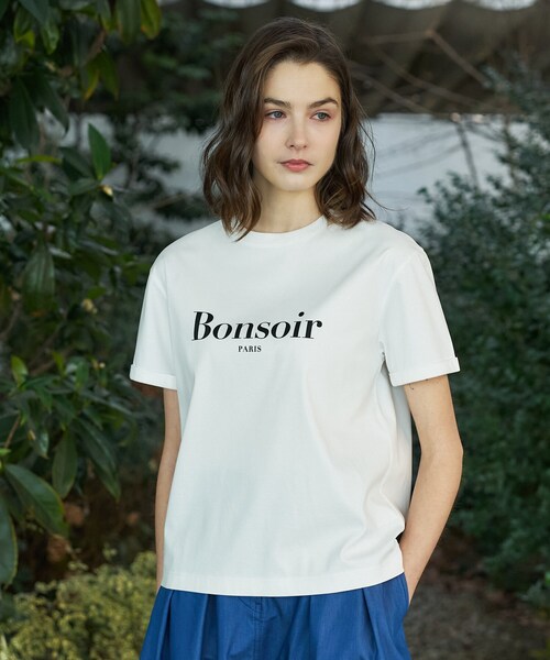 DRESSTERIOR(ドレステリア)の「【接触冷感/抗菌防臭/消臭】アイスクリアコットン Bonsoir ロゴTシャツ(Tシャツ/カットソー・レディース・ブラック/グリーン/ホワイト・38/36/34)」の13枚目の写真