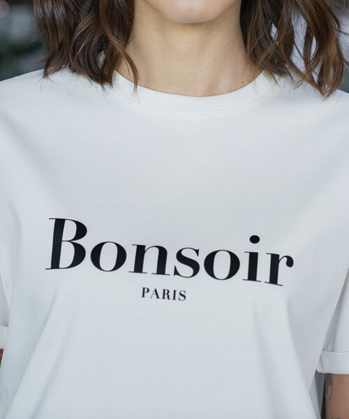 DRESSTERIOR(ドレステリア)の「【接触冷感/抗菌防臭/消臭】アイスクリアコットン Bonsoir ロゴTシャツ(Tシャツ/カットソー・レディース・ブラック/グリーン/ホワイト・38/36/34)」の7枚目の写真
