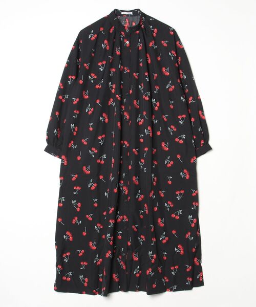 sandy（サンディー）の「プリンタースタンドカラーワンピース（ワンピース・レディース・オフホワイト/ブラック・FREE）」の2枚目の写真