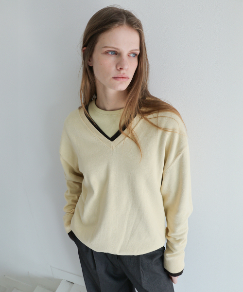 LEVAR(レバー)の「All-day Cotton V-neck Knit - French Butter(ニット/セーター・レディース・その他・FREE)」の3枚目の写真