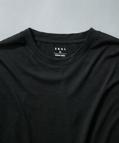 EKAL(エカル)の「MERINO WOOL SHORT-SLEEVE T-SHIRTS(Tシャツ/カットソー・メンズ・ブラック/チャコールグレー・LARGE/MEDIUM/X-LARGE)」の4枚目の写真