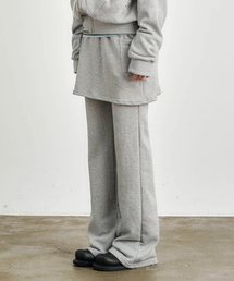 ke611-Bootcut Skirt Pants Melange Gray