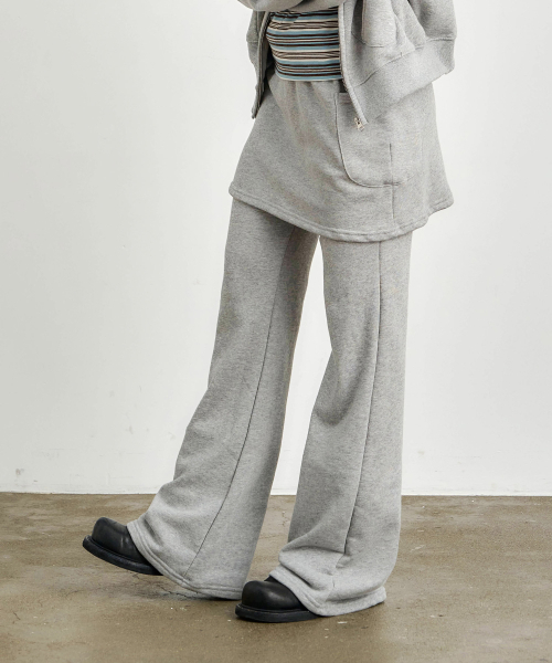 KIJIKO（キジコ）の「ke611-Bootcut Skirt Pants Melange Gray（スウェットパンツ・レディース・グレー・FREE）」の2枚目の写真
