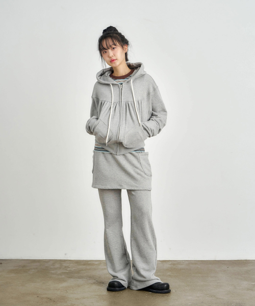 KIJIKO（キジコ）の「ke611-Bootcut Skirt Pants Melange Gray（スウェットパンツ・レディース・グレー・FREE）」の3枚目の写真