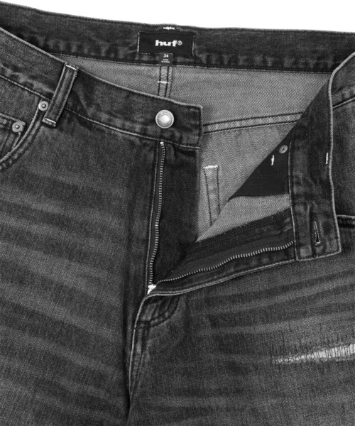 HUF(ハフ)の「EXPRESSION REPAIR DENIM PANT(デニムパンツ・メンズ・ブラック/ライトインディゴブルー・28/30/32/34/36)」の5枚目の写真