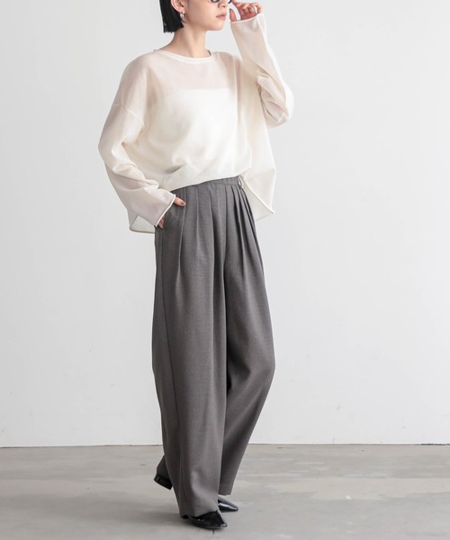 for/c（フォーシー）の「[セットアップ対応]チドリ4タックパンツ【サスティナブル】（スラックス・レディース・ブラック×カーキ/ホワイト×ブラウン/ブラック×ホワイト・L/M/PM/TM/LL）」の15枚目の写真