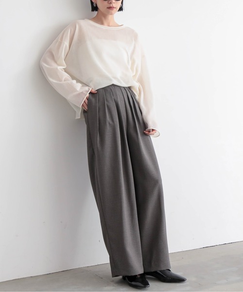 for/c（フォーシー）の「[セットアップ対応]チドリ4タックパンツ【サスティナブル】（スラックス・レディース・ブラック×カーキ/ホワイト×ブラウン/ブラック×ホワイト・L/M/PM/TM/LL）」の22枚目の写真