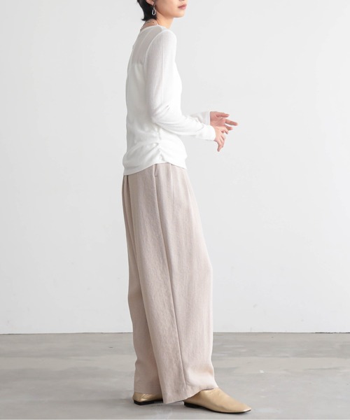 for/c（フォーシー）の「[セットアップ対応]チドリ4タックパンツ【サスティナブル】（スラックス・レディース・ブラック×カーキ/ホワイト×ブラウン/ブラック×ホワイト・L/M/PM/TM/LL）」の4枚目の写真