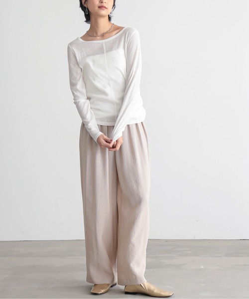 for/c（フォーシー）の「[セットアップ対応]チドリ4タックパンツ【サスティナブル】（スラックス・レディース・ブラック×カーキ/ホワイト×ブラウン/ブラック×ホワイト・L/M/PM/TM/LL）」の5枚目の写真