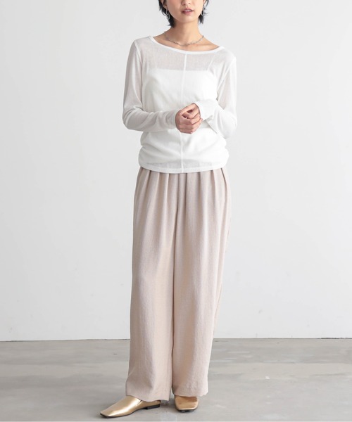 for/c（フォーシー）の「[セットアップ対応]チドリ4タックパンツ【サスティナブル】（スラックス・レディース・ブラック×カーキ/ホワイト×ブラウン/ブラック×ホワイト・L/M/PM/TM/LL）」の6枚目の写真