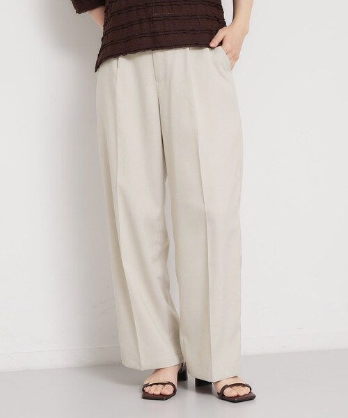 THE SHOP TK （ザ ショップ ティーケー ）の「【XS-XL/洗える】オン・オフ問わずきれいに決まる 麻調ワイドパンツ（その他パンツ・レディース・ブラウン系その他/ブラック/ライトベージュ・12/11/10/14/13）」の3枚目の写真