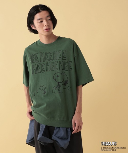 GEORGE'S(ジョージズ)の「【PEANUTS】スヌーピー加工スソリブTシャツ【UNISEX】(Tシャツ/カットソー・メンズ・ブラック/ピンク/グリーン・LARGE/MEDIUM)」の3枚目の写真