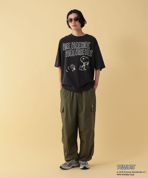 GEORGE'S(ジョージズ)の「【PEANUTS】スヌーピー加工スソリブTシャツ【UNISEX】(Tシャツ/カットソー・メンズ・ブラック/ピンク/グリーン・LARGE/MEDIUM)」の4枚目の写真