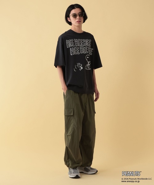 GEORGE'S(ジョージズ)の「【PEANUTS】スヌーピー加工スソリブTシャツ【UNISEX】(Tシャツ/カットソー・メンズ・ブラック/ピンク/グリーン・LARGE/MEDIUM)」の5枚目の写真