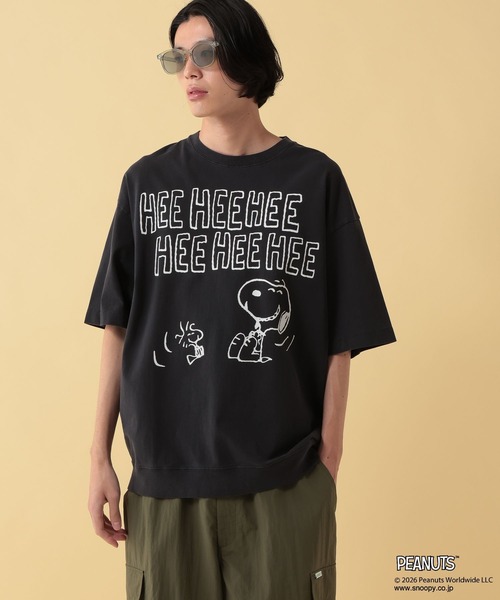 GEORGE'S(ジョージズ)の「【PEANUTS】スヌーピー加工スソリブTシャツ【UNISEX】(Tシャツ/カットソー・メンズ・ブラック/ピンク/グリーン・LARGE/MEDIUM)」の8枚目の写真