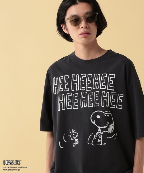 GEORGE'S(ジョージズ)の「【PEANUTS】スヌーピー加工スソリブTシャツ【UNISEX】(Tシャツ/カットソー・メンズ・ブラック/ピンク/グリーン・LARGE/MEDIUM)」の9枚目の写真
