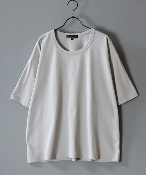 SITRY（シトリー）の「Silket Like Plain T-Shirt/吸水速乾 UVカット オーバーサイズ ショート丈 無地 半袖Tシャツ インナーTシャツ（Tシャツ/カットソー・メンズ・スミクロ/ライトグレー/ブラック/オフホワイト・M/L/LL）」の4枚目の写真