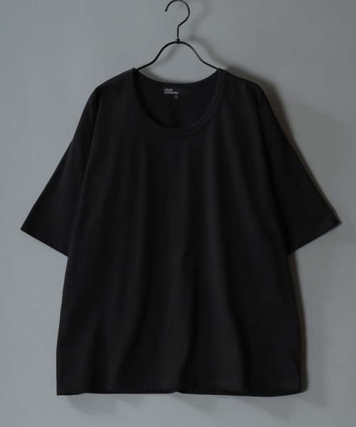 SITRY（シトリー）の「Silket Like Plain T-Shirt/吸水速乾 UVカット オーバーサイズ ショート丈 無地 半袖Tシャツ インナーTシャツ（Tシャツ/カットソー・メンズ・スミクロ/ライトグレー/ブラック/オフホワイト・M/L/LL）」の2枚目の写真
