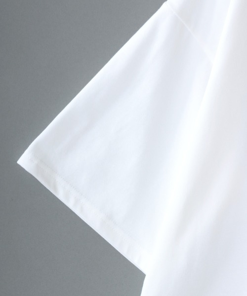 SITRY（シトリー）の「Silket Like Plain T-Shirt/吸水速乾 UVカット オーバーサイズ ショート丈 無地 半袖Tシャツ インナーTシャツ（Tシャツ/カットソー・メンズ・スミクロ/ライトグレー/ブラック/オフホワイト・M/L/LL）」の7枚目の写真
