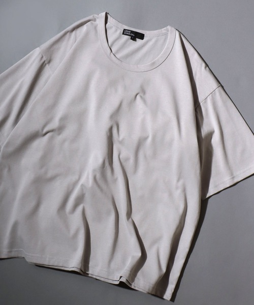 SITRY（シトリー）の「Silket Like Plain T-Shirt/吸水速乾 UVカット オーバーサイズ ショート丈 無地 半袖Tシャツ インナーTシャツ（Tシャツ/カットソー・メンズ・スミクロ/ライトグレー/ブラック/オフホワイト・M/L/LL）」の16枚目の写真