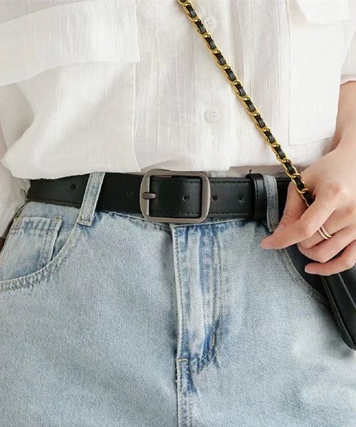 VIBGYOR(ヴィブジョー)の「フェイクレザーベルト / シンプルバックルベルト ブラック ブラウン ユニセックス 韓国系 古着MIX ベーシックベルト(DAY)(ベルト・レディース・ブラウン/ブラック・FREE)」の6枚目の写真