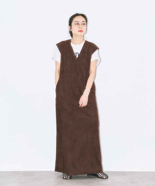 CITYSHOP（シティーショップ）の「FAUX SUEDE I-LINE DRESS：ワンピース（ワンピース・レディース・ブラック/ブラウン系その他・36/38）」の4枚目の写真