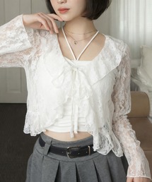 長袖レースカーディガン/ボレロ/リボン