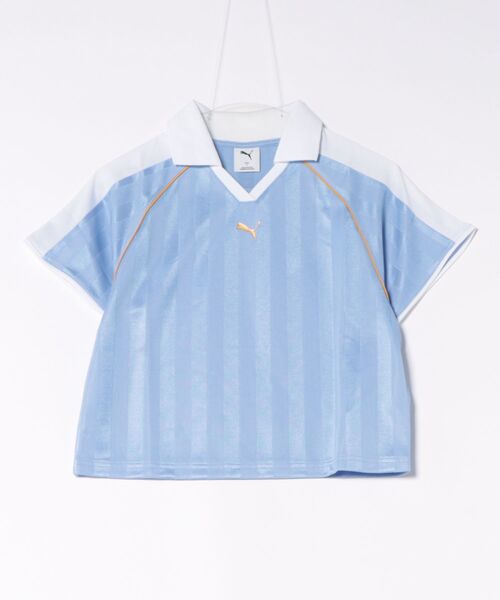 PUMA(プーマ)の「PUMA ウェア プーマウェア W T7 RELAXED FOOTBALL JERSEY ショートスリーブ 633973 60ITS LAVENDER(Tシャツ/カットソー・レディース・パープル・LARGE/MEDIUM/SMALL)」の1枚目の写真