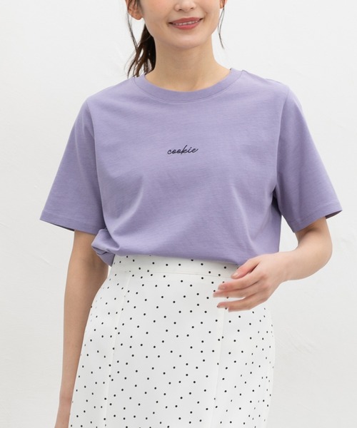 Honeys(ハニーズ)の「【UVカット】こだわり綿半袖ロゴT(Tシャツ/カットソー・レディース・パープル/サックスブルー/ブラック/オフホワイト/グレー・L/LL/M/S)」の5枚目の写真