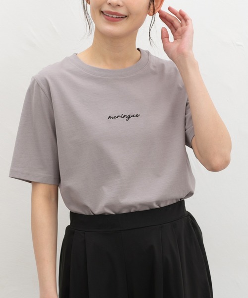 Honeys(ハニーズ)の「【UVカット】こだわり綿半袖ロゴT(Tシャツ/カットソー・レディース・パープル/サックスブルー/ブラック/オフホワイト/グレー・L/LL/M/S)」の3枚目の写真