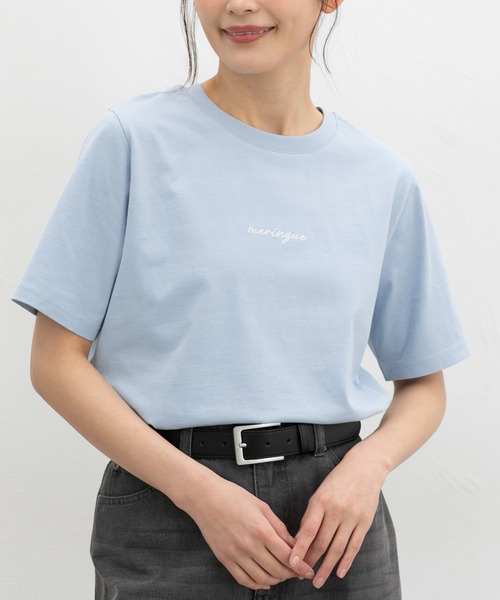 Honeys(ハニーズ)の「【UVカット】こだわり綿半袖ロゴT(Tシャツ/カットソー・レディース・パープル/サックスブルー/ブラック/オフホワイト/グレー・L/LL/M/S)」の4枚目の写真